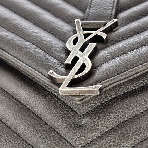 Saint Laurent Classic Monogram College Bag Matelasse Chevron Leather Large Gray - Picture 7 of 12